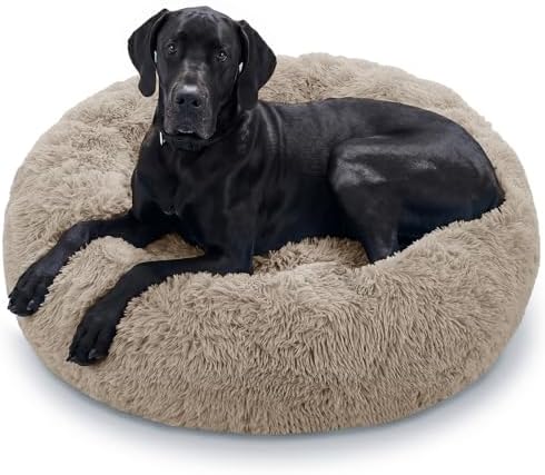 JOLLYVOGUE Dog Beds Large Sized Dog, Calming Anti-Anxiety Dog Bed, Fluffy Donut by JOLLYVOGUE