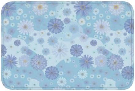 Blue Floral Bath Mat 24x16 Inch Non-Slip Soft Microfiber Bathroom Rugs Washable by Unknown