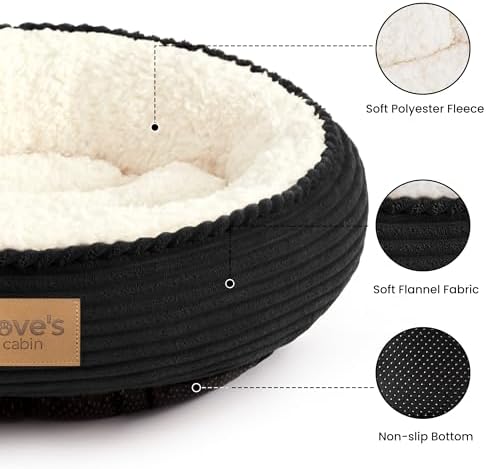Love's cabin Round Donut Cat and Dog Cushion Bed, 20in Pet Bed - Image 2