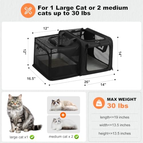 pidipiti 20x14x14 Soft-Sided Expandable Large cat car Travel Carrier - Image 2