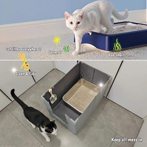 Extra Large Cat Litter Box Enclosure, Keep Dogs Out, Open Top High Side - Image 2