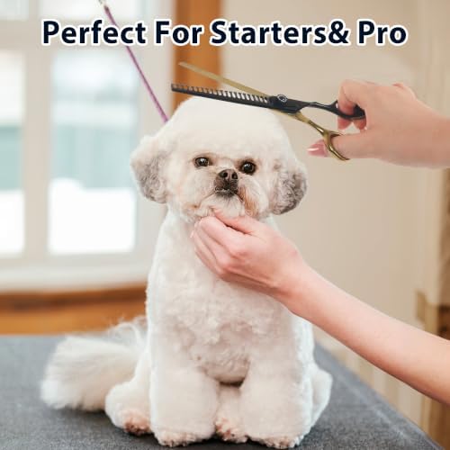 7" Dog Grooming Thinning Shears, 21 Teeth Chunker Shears - Image 7