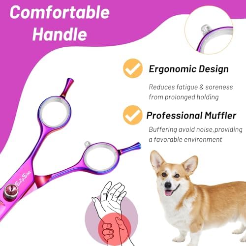 8in 30° Curved Dog Grooming Scissors, VG10 Steel Professional Pet Shears - Image 6