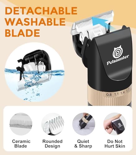 Petsaunter Dog Hair Clippers, 4-Speed Low Noise Rechargeable TypeC Electric Pet - Image 6