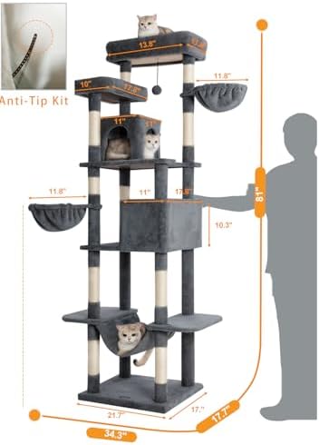 Cat Tree, 81-Inch Tall Cat Tower - Image 2