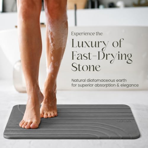 Quick Dry Shower Stone Bath Mat, Super Absorbent & Non-Slip 24 x 16 Inch - Image 4