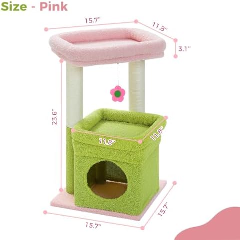 PEQULTI Small Cat Tree Tower for Indoor Cats, Sisal Post & Cozy Condo - Image 5