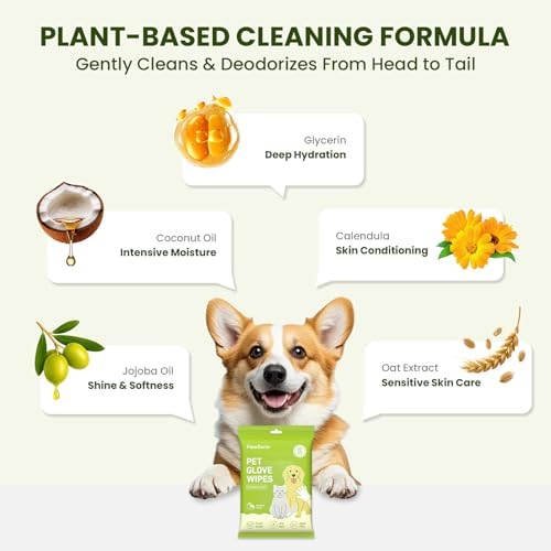 PawSono 36 Count Pet Wipes for Dogs & Cats, Glove Design, Coconut Scent - Image 3