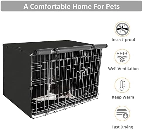 X-ZONE PET Dog Crate Cover Waterproof Kennel Cover, 48 in Black - Image 5