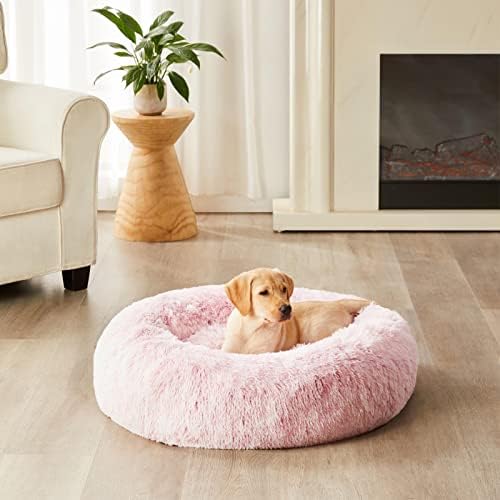 WNPETHOME Medium Pink Round Calming Dog Bed Cat Bed - Image 6