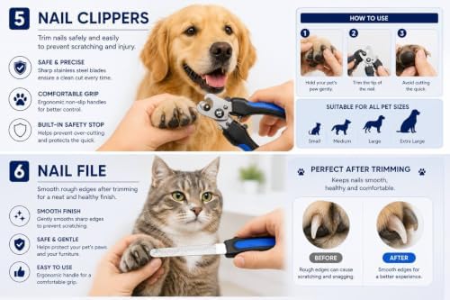 8-Piece Dog Grooming Kit for Dogs & Cats, Pet Grooming Set - Image 3