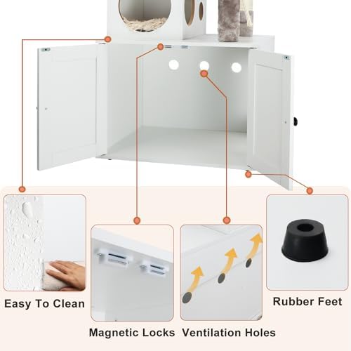 Timberer Cat Tree with Litter Box Enclosure, 2-in-1 Cat Tower - Image 6