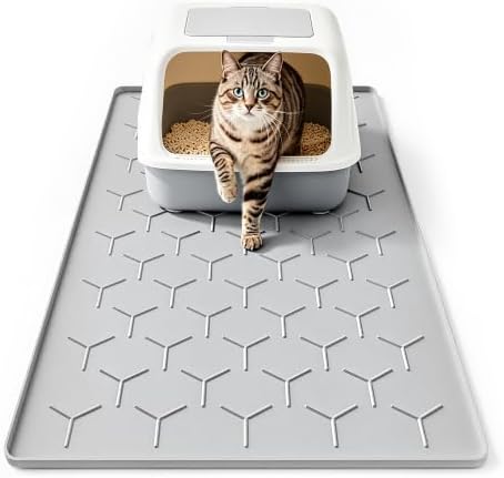 Bulkniu Silicone Cat Litter Mat, Raised Edge Waterproof by Bulkniu