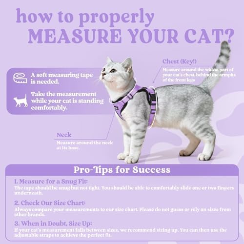 rabbitgoo Cat Harness and Leash Set, Escape Proof Vest, Light Purple - Image 2