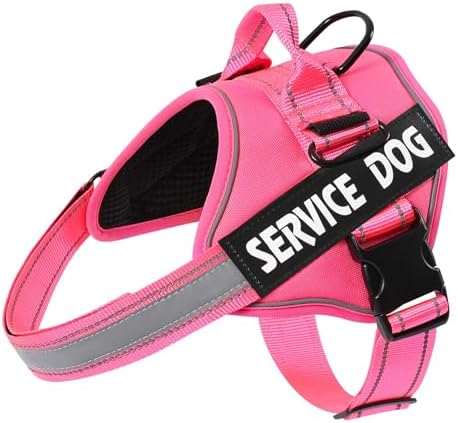MUMUPET Service Dog Harness, No Pull & Reflective Pet Vest, Hot Pink by mumupet