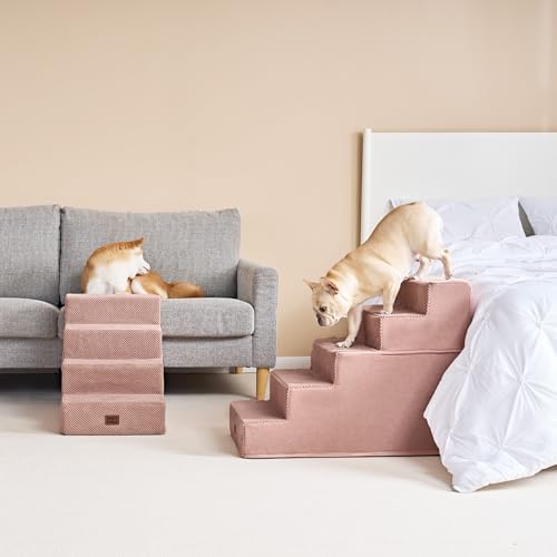 EHEYCIGA Dog Stairs for High Bed 25" H, Extra Wide Dog 5-Step - Image 7