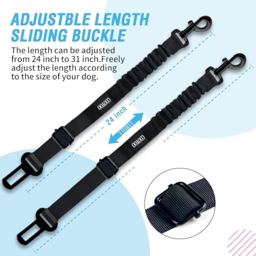 COOYOO Dog Seat Belt, Durability Retractable Dog Car Harness Adjustable Dog - Image 4