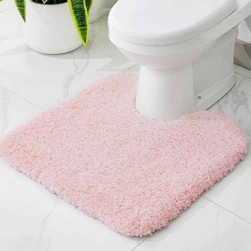 Disolla Toilet Rug 22x24 Pink, Soft Toilet Mat U-Shaped Washable by Disolla