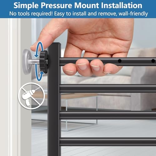Malier Indoor Dog Gate with Door, 34-55" Extra Wide Full Metal Pet Gate Short - Image 5