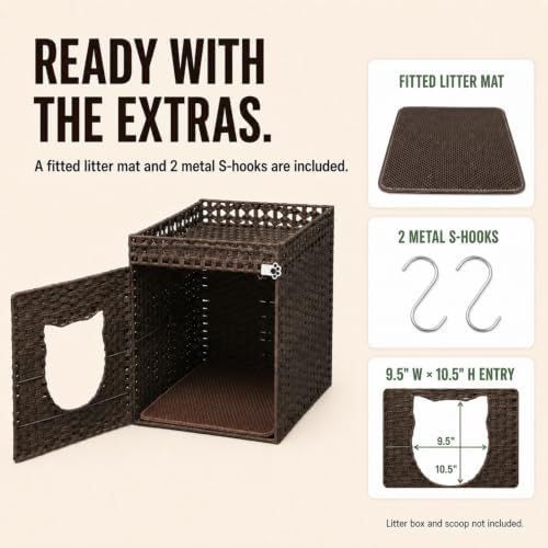 Handwoven Rattan Cat Litter Box Enclosure - Image 5