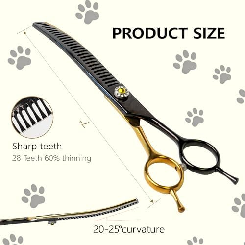 7" Curved Thinner Dog Scissor, Curved Chunker Scissors, 28 Teeth - Image 2