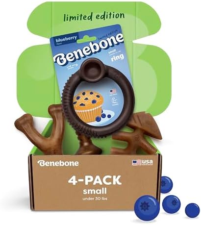 Benebone Blueberry Small 4-Pack Dog Toys, Under 30 lbs by Benebone