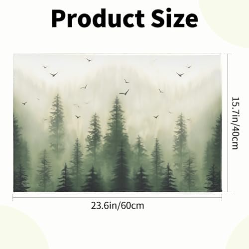 Giwawa Green Misty Forest Bath Rug Mountain Woodland Bathtub Mat Non Slip - Image 3