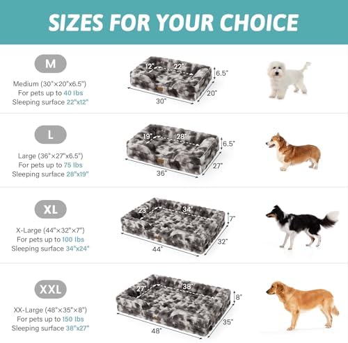 COZY KISS Faux Fur Orthopedic Extra Large Dog Bed, XXL 48x35 inch, Tie Dye - Image 3