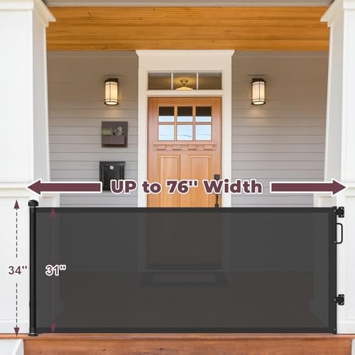 76" Retractable Baby Gates Extra Wide, Mesh Long Dog Gate - Image 2