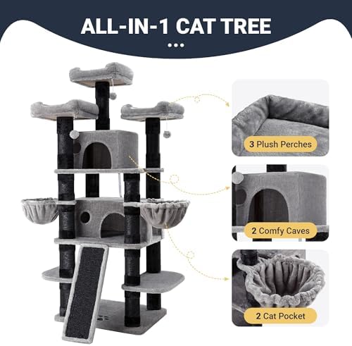 Allewie 68 Inches Cat Tree/House and Towers - Image 6