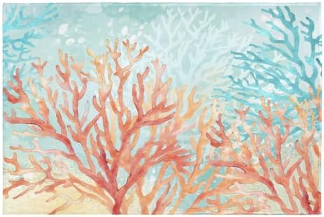 Giwawa Coastal Coral Bath Rug Beach Ocean Bathtub Mat Extra Absorbent Washable by Giwawa