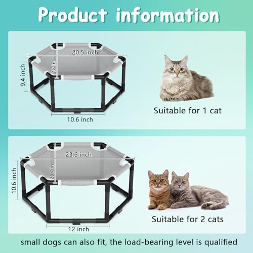 Tresbro Elevated Cat Hammock Bed, Hexagon Raised Cat Swing Bed Chair Cot - Image 3