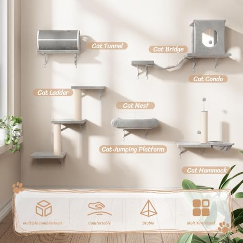 7-in-1 Cat Wall Shelves, Wall Mounted Climber Set - Image 4