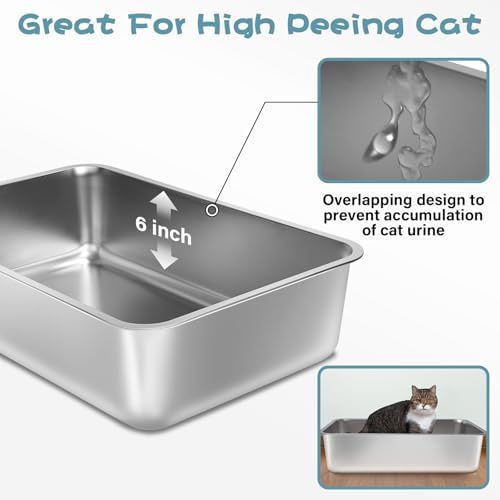 Stainless Steel Litter Box, Metal Litter Box 2 Pack - Image 2