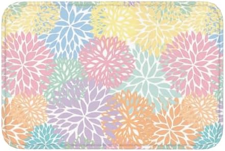 Colorful Chrysanthemum Floral Bath Mat 24x16 Inch Non-Slip Soft Microfiber by Unknown