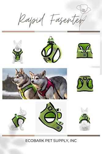 EcoBark Step in Dog Harness, Reflective Soft Padded Mesh Vest, Neon Green - Image 6
