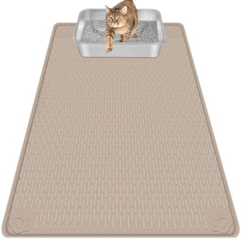 Silicone Cat Litter Mat for Litter Box 40”x28” Large Cat Mat by Bartuke
