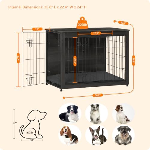 DWANTON 38.5" XL Dog Crate Furniture - Image 5