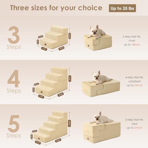 EHEYCIGA Dog Stairs for Bed 18" H, Dog 4-Steps for High Bed - Image 2