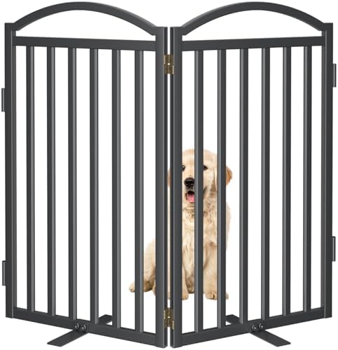 Malier Metal Freestanding Dog Gates, Outdoor Indoor Dog Fences, Extra Wide by Malier