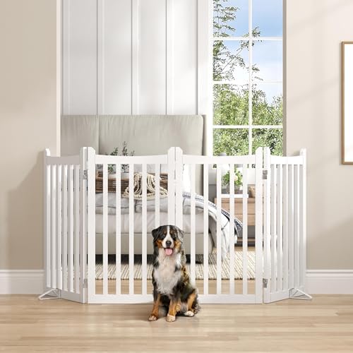 Yaheetech 36in 4-Panel Wooden Freestanding Pet Gate - Image 2