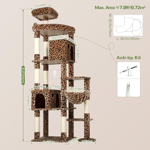 Globlazer Giant Cat Tree for Indoor Large Cats, Leopard Print - Image 6