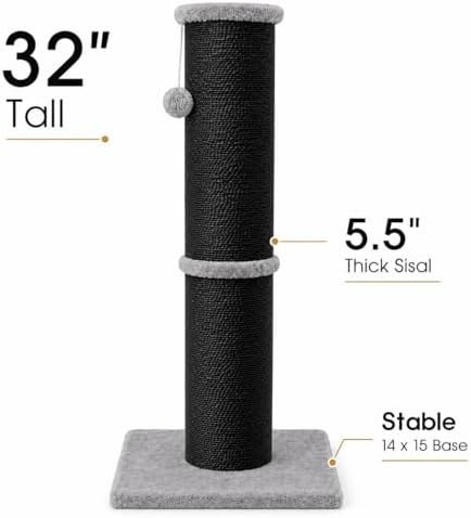 PAWSCRAT 32-Inch Tall Cat Scratching Post, 5.5-Inch Diameter - Image 2