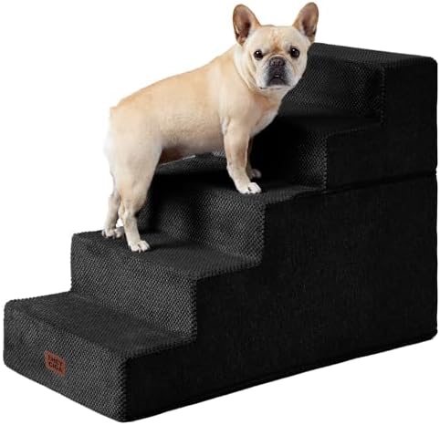 EHEYCIGA Dog Stairs for High Bed 25" H, Extra Wide Dog 5-Step by EHEYCIGA