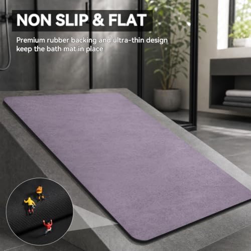 MontVoo -Bath Mat Rug-Rubber Backing Non Slip Quick Dry Absorbent Thin Bathroom - Image 4