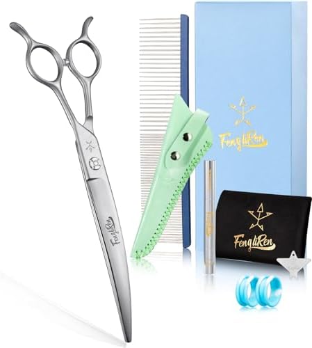 High-end Professional Dog Grooming Curved Scissors Pet Curved Shears 7.5 Inches by Fengliren%C2%AEDedicatedToScissorsForOver40Years