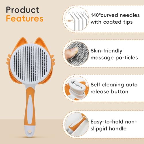 Cat Brush for Shedding, Self-Cleaning Cat Hair Brush - Image 2
