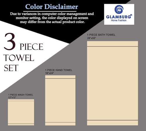GLAMBURG Ultra Soft 3 Pack Cotton Towel Set, Contains a Bath Towel 28x55 inch - Image 5