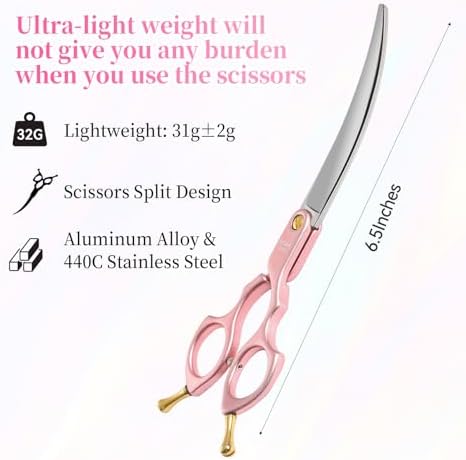 6.5'' Small Curved Dog Grooming Scissors Pink - Image 2