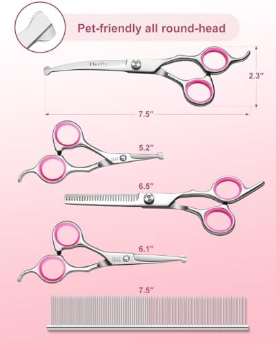 Furry Professional Pet Grooming Scissors - 6 in 1 Curved Scissors - Image 2